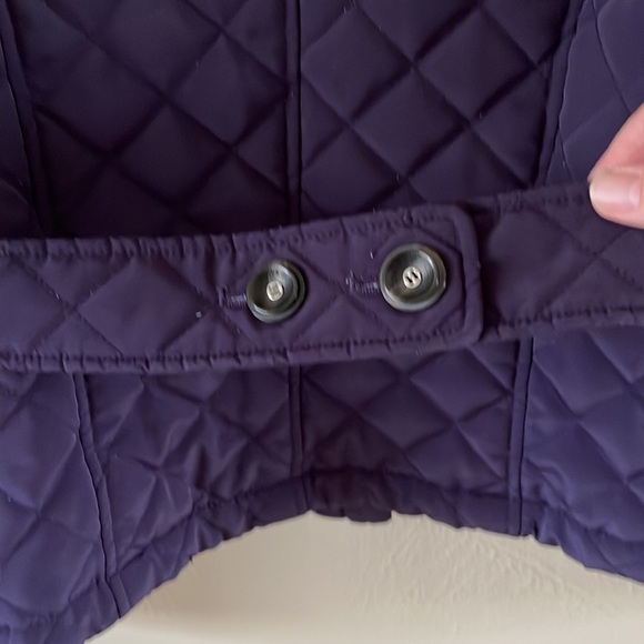 Calvin Klein purple quilted zip up coat size small removable hood collar - Picture 9 of 16